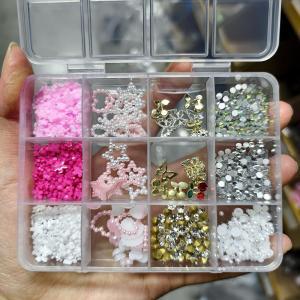 12Grids 3D Mixed Pearl Bowknot Heart Star Flower Nail Charms Butterfly&Cherry Alloy Nail Art Rhinestones Y2K Manicure Supplies 1