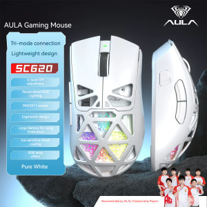 AULA | Aula SC620 Gaming Mouse Wireless Hollow-out PAW3311 Tri-mode Bluetooth Adjustable DPI Mouse for Desktop Laptop