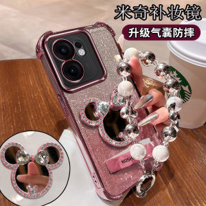 Oppo Reno13F Phone Case Womens Full Cover with Makeup Mirror Protective Anti-fall Soft Shell CPH2699 Silicone Material Supports 5G