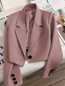 F.B - [001] Blazer Wanita Crop Lengan Panjang Korean Style Warna Sage Pink Terracota Biru