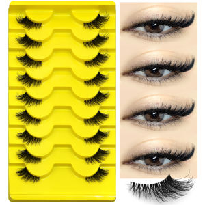 Veltrinay Half Lashes Natural Fake Lashes Wispy Cat Eye Lashes Clear Band Accent Short False Eyelashes Makeup