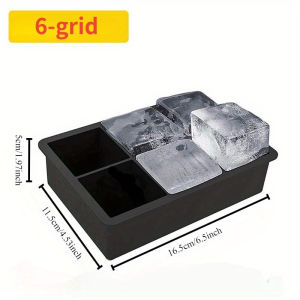 4/6 Grid Big Ice Tray Mold Giant Jumbo Large Food Grade Silicone Ice Cube Square Tray Mold DIY Ice Maker Ice Cube Tray