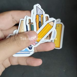 Stiker Alat Tulis Unik & Kertas Glossy: Gambar Macam-Macam Alat Tulis Isi 16 Pcs