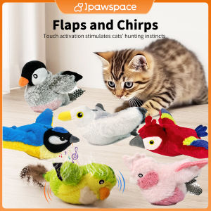 Rechargeable Flapping Bird Interactive Pet Toy with Catnip Pouch for Indoor Cats Touch Activated Cat Plush Toy