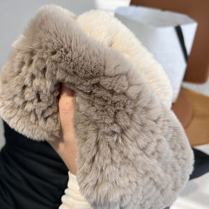 ผ้าพันคอขนกระต่ายแท้ยาวปานกลางสไตล์เกาหลี ผ้าขนสัตว์หนา อบอุ่น สำหรับผู้หญิงในฤดูหนาว ผ้าพันคอแบบอเนกประสงค์