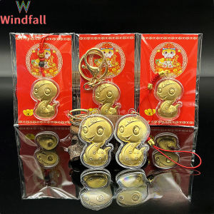 Sigomay 2025 Trung Quốc năm mới Mặt dây chuyền rắn vàng Dây Móc Khóa May Mắn Dây xích điện thoại Lễ Hội Mùa Xuân Quà Tặng