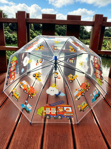 QU RAN | Transparent Fire Truck Pattern Umbrella for Boys