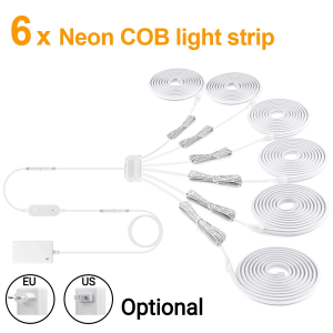 Dimmable Zigbee COB Neon LED Strip Kit 1-6PCS Silicone Tube Light Support Alexa Google Home Timer Setting for Home Decoration