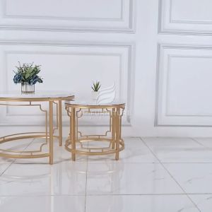Meja tamu nesting klasik marmer putih carrara meja tamu custom