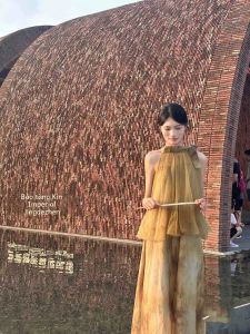 Thanh Lịch Gạc Tre Tre Treo Cổ Rừng Sương Mù Nhuộm Màu Sundress Ultra Fairy Vacation Đầm Phong Cách Cổ Điển Cộc Tay Không Tay Nữ Đầm