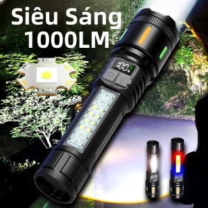 Đèn Pin LED Chiến Thuật Có Thể Sạc Lại Bằng USB Đèn Pin Phòng Vệ Cá Nhân Nhẹ Để Leo Núi Cắm Trại Đi Bộ Đường Dài