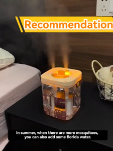 1.8L Quiet humidifier air purifier for room 3 levels Dual Holes 3X Nano mist With light 350mL/h Diffuser Humidifier for Bedroom sterilization Atomizer humidifier for room