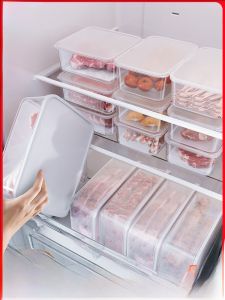 Food Grade Fridge Freezer Storage Box Vegetable Meat Preservation Container Rectangular Shaped Clear Plastic Organizer Bin