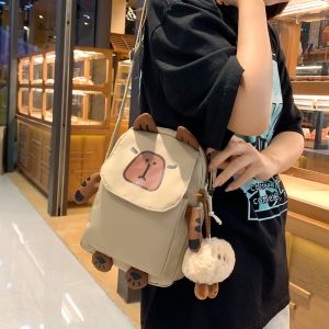 Cute Plush Doll Crossbody Bag for Women Canvas Material Student Friendly Fresh Sweet Style Small Size Shoulder Handbag