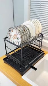 HANGROO 💥ถูกที่สุด💥 ชั้นคว่ำจาน ที่วางจานชาม มีท่อระบายน้ำ+ที่แขวนแก้ว+ที่เก็บตะเกียบ โครงเหล็กไม่เป็นสนิม  H692