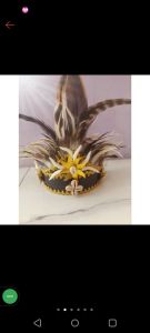 mahkota adat#mahkota bulu taring satu set sepasang gelang taring