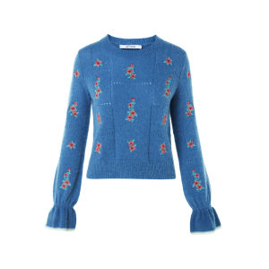 LANCY FROM 25 | Wool Round Collar Embroidered French Knit Sweater Slim Fit Business Casual