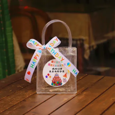 Transparent Birthday Gift Bags for Kindergarten Children Carry Home Bags Small Present Packaging Bags Cartoon Style Plastic