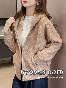 Miiow | Thickened Fleece Womens Sweatshirt Double-sided Fleece Jacket Inner Liner Storm Coat Casual Loose Style Long Sleeve Hoodie
