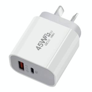 45W GaN USB-C +USBA Charger For MacBook Air ，Samsung GalaxyIpad Pro Phone 17/16/15 And More  Power Bank Quick Charge