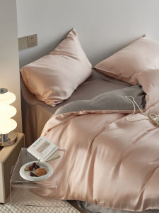 Cooling 60-Thread Mako Silk Four-Piece Bedding Set Ice Silk Lenzing Tencel Sheets Duvet Cover Pillowcases for Summer Naked Sleep