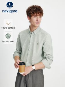 Navigare | Green Stripe Boat Design Oxford Cotton Long Sleeve Shirt