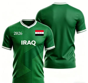 Áo Đấu Bóng Đá In Hình Cờ Xanh Phong Cách Iraq 2026 Chất Liệu Nhẹ Thoáng Khí Dành Cho Trẻ Em/nam Giới Người Hâm Mộ Người Sưu Tầm.