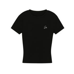 Sanjati Cần Cẩu Mùa Hè Slim Fit Cổ Tròn Áo Thun Nữ Tay Ngắn Cho Nữ Gió Phong Cách Cotton Polyurethane Elastane Áo