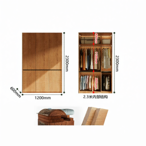 ENF Grade Children Solid Wood Oak Wardrobe 4-Door