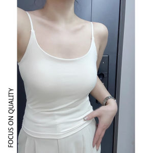 LUOFEN | Padded Camisole Top Fall Winter White Anti Flap Bra Yoga Innerwear