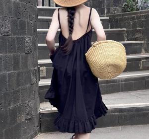 Summer New Korean Style Baby Girls Beach Dress Thin Strap Dress Vacation Skirt Childrens Clothing Beachside Holiday Dress