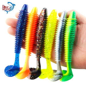 RoseWood 12cm Ribbed Shad Soft Bait Fishing Lure Worm Paddle Tail Wobbler Swimbait Fish Leuures For Bass Perch Pike Zander Trout