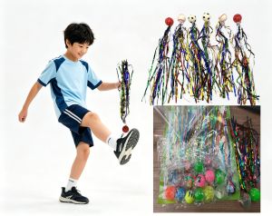 10 Pcs Golden Silk Ribbon Elastic Ball Parent-Child Interactive Shuttlecock Toy for Kids Cats Indoor Pet Chew Play Supplies Gift
