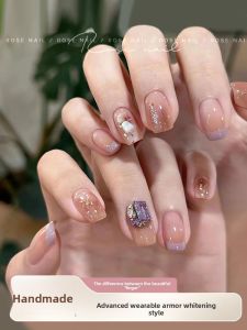 MONLEYTA | Handmade Nail Art Stickers Autumn Winter Short And Long Finished Products High End Feelings Pure Manual Wearable Nails