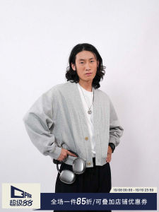 O3PARK Retro V-Neck Jacket Button-Up Casual Chinese Style Sweatshirt Thickened Autumn Winter Mens Clothing Fashionable Youth Pop