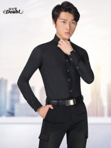 DANBAOLUO | Waltz Dance Shirt Long Sleeve Performance Wear Ballroom Modern Dance Shirt Striped