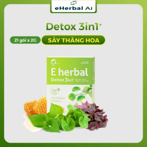 Bột Detox 3in1+ Eherbal rau má diếp cá tía tô mật ong hộp 15 gói hỗ trợ giảm cân thải độc đẹp da