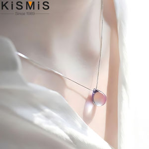 Fashion Jewelry Silver Necklace Crystal Oval Water Drop Charm Pendant Necklace Gift for Women Girls
