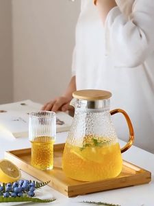 Water Bottle Glass Kettle Glass Pitcher High Borosilicate Cold And Hot Water Bottle Large Capacity Glass Juice Cooling Water Bottle With Handle