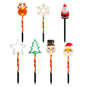 Solar Powered LED Xmas Snowflake Decor IP65 Waterproof Santa Claus Solar Stake Light for Christmas Lawn Yard Decoration