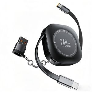 4-in-1 Retractable Multi-Port Adapter Cable for 240W Super Fast Charging with Thicker Inner Wires