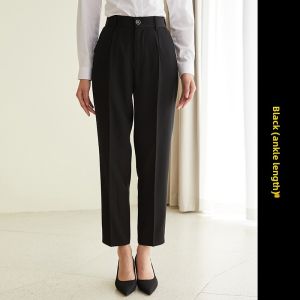HANYINGMEI | Black Slim Fit Summer Lightweight Work Trousers