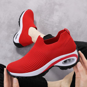 Best Seller Korean Black Rubber Socks Shoes For Women Slip On Casual Sports Shoes Air Cushion Light Weight Jogger Sneakers