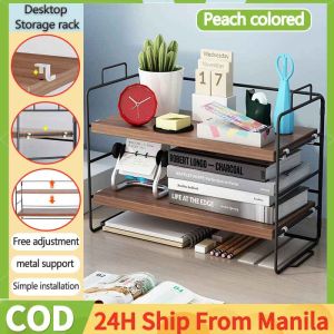 2 Layer Desktop Organizer Rack Office Desktop Storage Rack File Rack Organizer For Documents Office Metal File Storage And Organizing Rack Multi-layer Storage Box File Holder Office supplies
