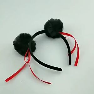 Bando Nezha The Birth of the Demon Child Bando Rambut Poni dengan Bulu Properti Foto Lucu untuk Anak