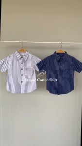 LEWIS EMMA - Striped Cotton Shirt (6 Bulan - 14 Tahun) Kemeja Anak Laki-laki Lengan Pendek