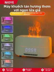 NIOYE | Máy Phun Sương Tĩnh Âm Flame Có Đồng Hồ và Loa Bluetooth