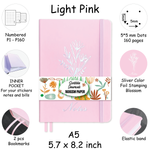 BUKE Dot Grid Notebook 5x5mm Dotted 160 Pages 160gsm Thick Cream Paper A5 Size Faux PU Leather Hardcover