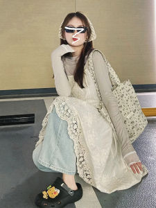 CAOZIMUYI | Early Autumn Retro Lace Strapless Dress Set
