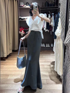 Váy Dài Chữ a Màu Xám Cổ Điển Cho Nữ Váy Dài Cạp Cao Dáng Chữ A Váy Dài Đến Giữa Bắp Chân Váy Dài Thẳng
